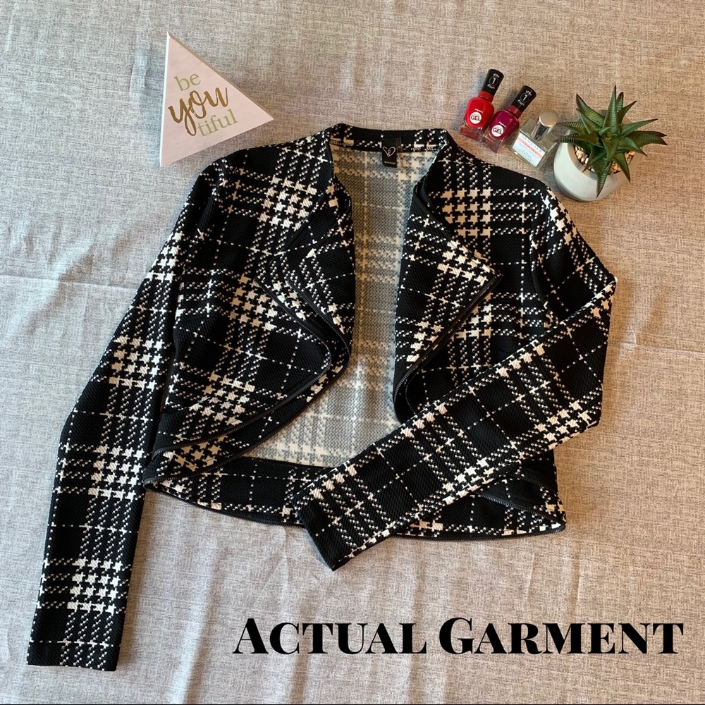 Black & White Houndstooth Open Cardigan